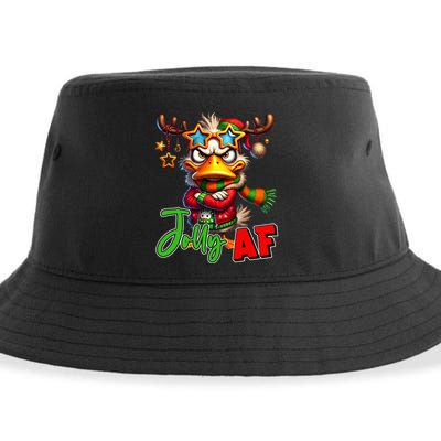 Reindeer Jolly Af Funny Sarcastic Grumpy Duck Christmas Sustainable Bucket Hat