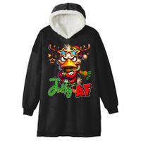Reindeer Jolly Af Funny Sarcastic Grumpy Duck Christmas Hooded Wearable Blanket