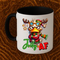 Reindeer Jolly Af Funny Sarcastic Grumpy Duck Christmas Mug