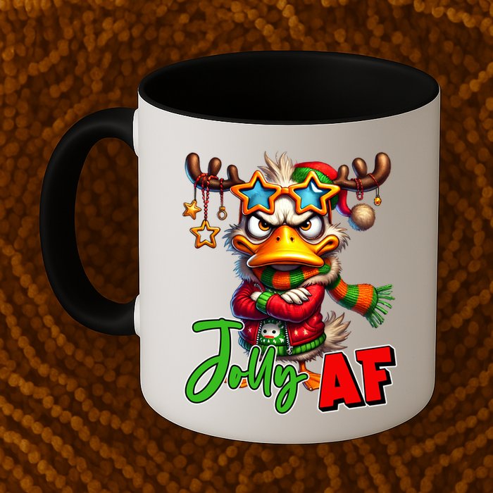 Reindeer Jolly Af Funny Sarcastic Grumpy Duck Christmas Mug