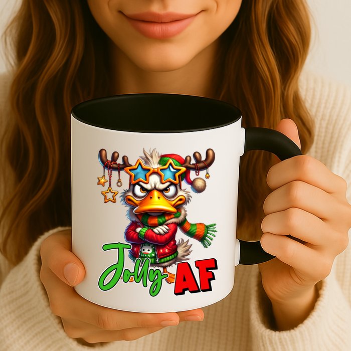Reindeer Jolly Af Funny Sarcastic Grumpy Duck Christmas Mug