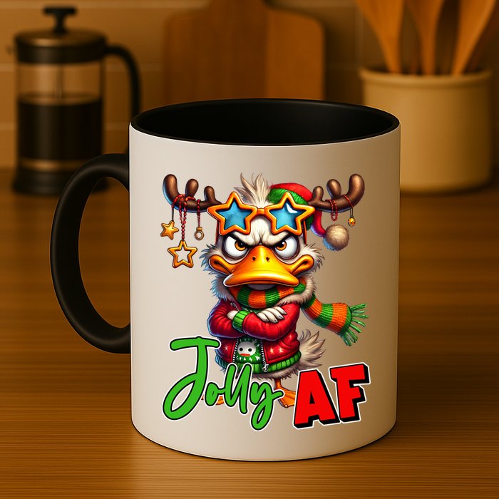 Reindeer Jolly Af Funny Sarcastic Grumpy Duck Christmas Mug