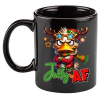 Reindeer Jolly Af Funny Sarcastic Grumpy Duck Christmas 11oz C Handle Ceramic Mug