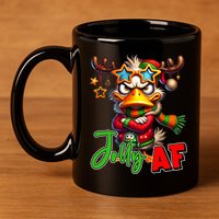 Reindeer Jolly Af Funny Sarcastic Grumpy Duck Christmas 11oz C Handle Ceramic Mug