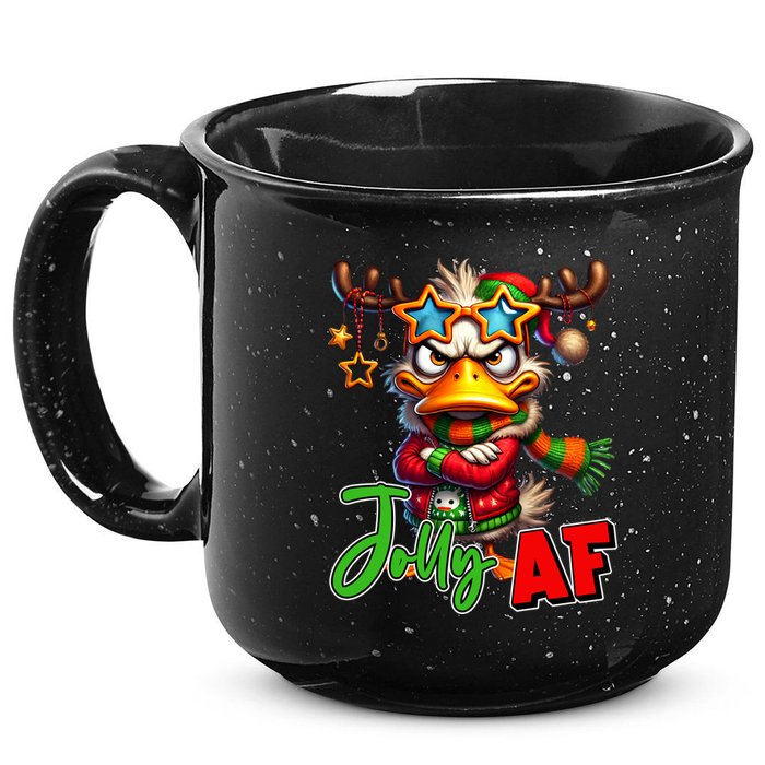 Reindeer Jolly Af Funny Sarcastic Grumpy Duck Christmas 15oz Campfire Ceramic Mug