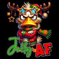 Reindeer Jolly Af Funny Sarcastic Grumpy Duck Christmas Drawstring Bag