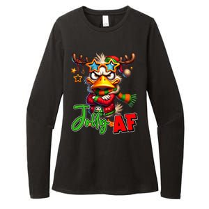 Reindeer Jolly Af Funny Sarcastic Grumpy Duck Christmas Womens CVC Long Sleeve Shirt