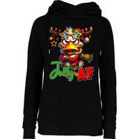 Reindeer Jolly Af Funny Sarcastic Grumpy Duck Christmas Womens Funnel Neck Pullover Hood