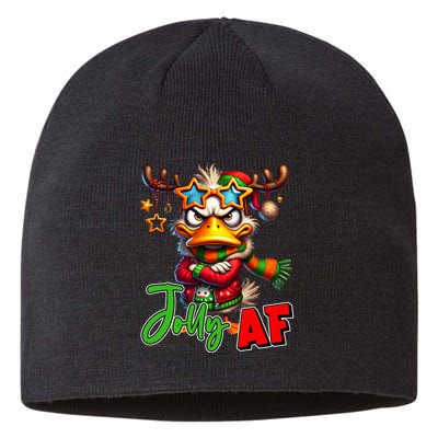 Reindeer Jolly Af Funny Sarcastic Grumpy Duck Christmas Sustainable Beanie