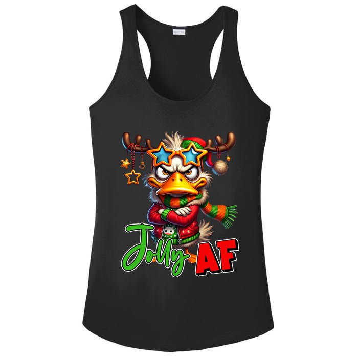 Reindeer Jolly Af Funny Sarcastic Grumpy Duck Christmas Ladies PosiCharge Competitor Racerback Tank