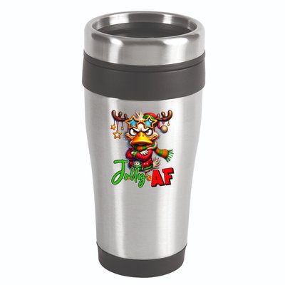 Reindeer Jolly Af Funny Sarcastic Grumpy Duck Christmas 16oz Travel Tumbler