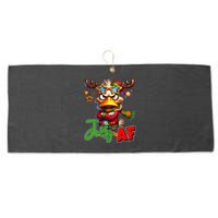 Reindeer Jolly Af Funny Sarcastic Grumpy Duck Christmas Large Microfiber Waffle Golf Towel