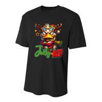 Reindeer Jolly Af Funny Sarcastic Grumpy Duck Christmas Youth Performance Sprint T-Shirt