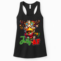 Reindeer Jolly Af Funny Sarcastic Grumpy Duck Christmas Womens Tank Top