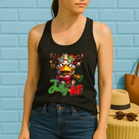 Reindeer Jolly Af Funny Sarcastic Grumpy Duck Christmas Womens Tank Top