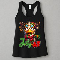 Reindeer Jolly Af Funny Sarcastic Grumpy Duck Christmas Womens Tank Top
