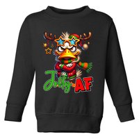Reindeer Jolly Af Funny Sarcastic Grumpy Duck Christmas Toddler Sweatshirt