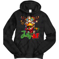 Reindeer Jolly Af Funny Sarcastic Grumpy Duck Christmas Tie Dye Hoodie