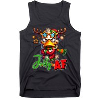 Reindeer Jolly Af Funny Sarcastic Grumpy Duck Christmas Tank Top