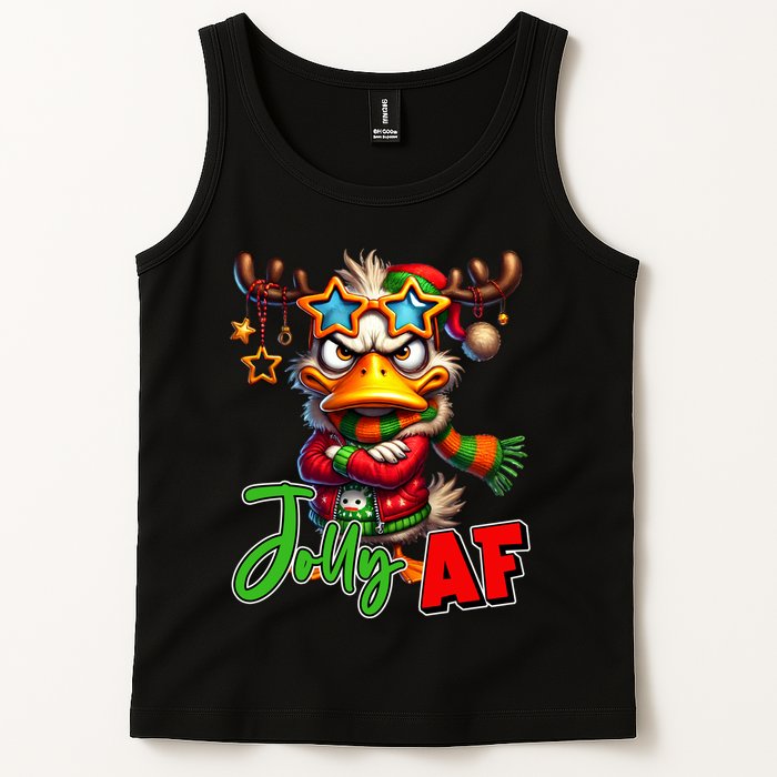 Reindeer Jolly Af Funny Sarcastic Grumpy Duck Christmas Tank Top