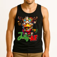 Reindeer Jolly Af Funny Sarcastic Grumpy Duck Christmas Tank Top