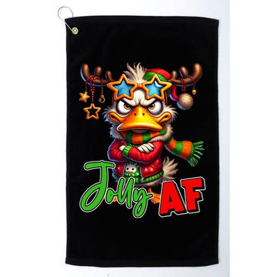 Reindeer Jolly Af Funny Sarcastic Grumpy Duck Christmas Golf Towel