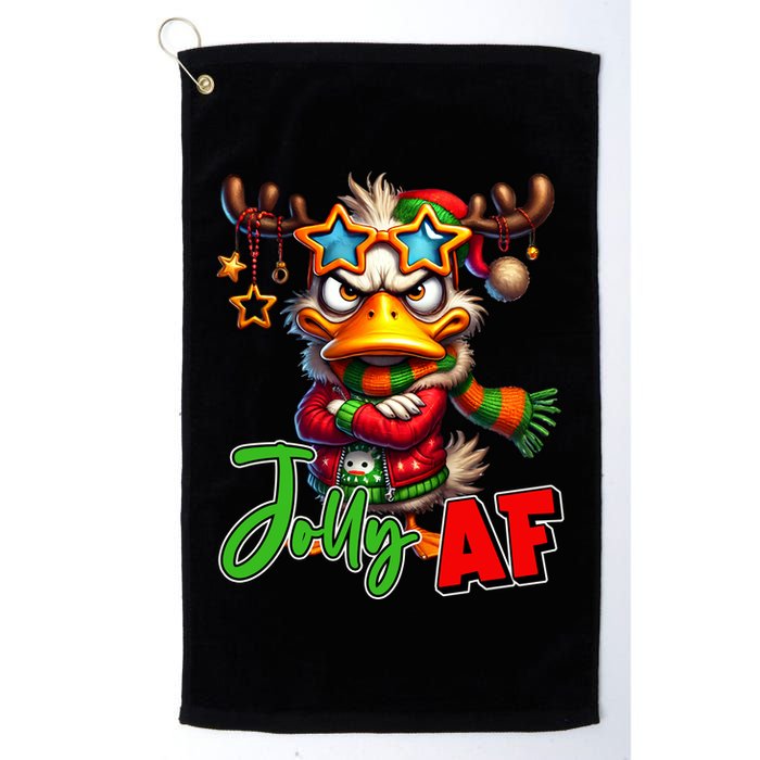 Reindeer Jolly Af Funny Sarcastic Grumpy Duck Christmas Golf Towel