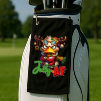 Reindeer Jolly Af Funny Sarcastic Grumpy Duck Christmas Golf Towel