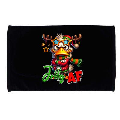 Reindeer Jolly Af Funny Sarcastic Grumpy Duck Christmas Microfiber Hand Towel