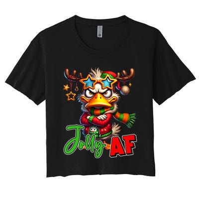 Reindeer Jolly Af Funny Sarcastic Grumpy Duck Christmas Crop Top