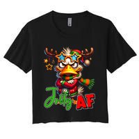 Reindeer Jolly Af Funny Sarcastic Grumpy Duck Christmas Crop Top