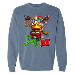 Reindeer Jolly Af Funny Sarcastic Grumpy Duck Christmas Garment-Dyed Sweatshirt