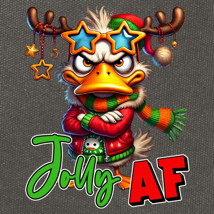 Reindeer Jolly Af Funny Sarcastic Grumpy Duck Christmas Cotton Canvas Backpack