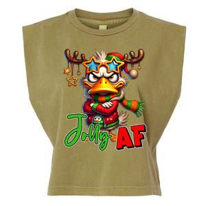 Reindeer Jolly Af Funny Sarcastic Grumpy Duck Christmas Garment-Dyed Women's Muscle Tee