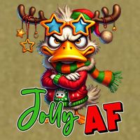 Reindeer Jolly Af Funny Sarcastic Grumpy Duck Christmas Garment-Dyed Women's Muscle Tee