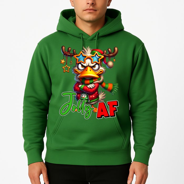 Reindeer Jolly Af Funny Sarcastic Grumpy Duck Christmas Hoodie