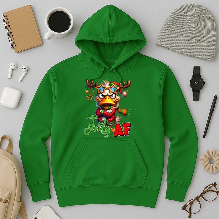 Reindeer Jolly Af Funny Sarcastic Grumpy Duck Christmas Hoodie