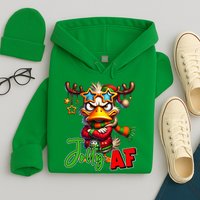 Reindeer Jolly Af Funny Sarcastic Grumpy Duck Christmas Hoodie
