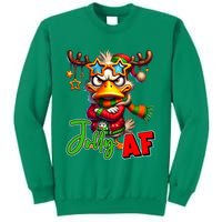 Reindeer Jolly Af Funny Sarcastic Grumpy Duck Christmas Sweatshirt