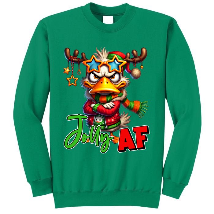 Reindeer Jolly Af Funny Sarcastic Grumpy Duck Christmas Sweatshirt