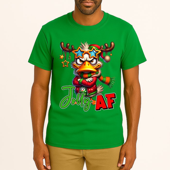 Reindeer Jolly Af Funny Sarcastic Grumpy Duck Christmas Tall T-Shirt
