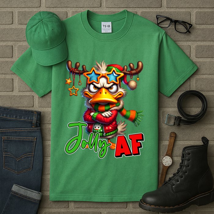 Reindeer Jolly Af Funny Sarcastic Grumpy Duck Christmas Tall T-Shirt