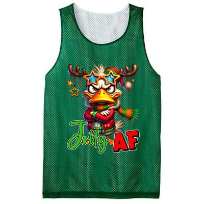 Reindeer Jolly Af Funny Sarcastic Grumpy Duck Christmas Mesh Reversible Basketball Jersey Tank