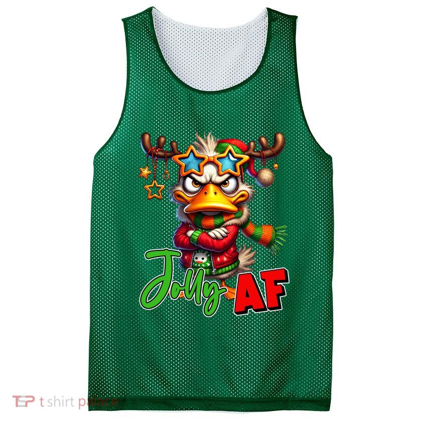 Reindeer Jolly Af Funny Sarcastic Grumpy Duck Christmas Mesh Reversible Basketball Jersey Tank