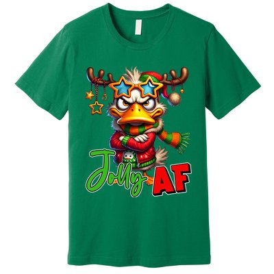 Reindeer Jolly Af Funny Sarcastic Grumpy Duck Christmas Premium T-Shirt