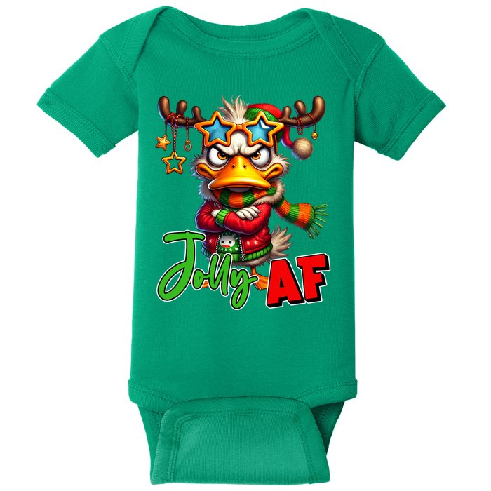 Reindeer Jolly Af Funny Sarcastic Grumpy Duck Christmas Baby Bodysuit