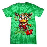 Reindeer Jolly Af Funny Sarcastic Grumpy Duck Christmas Tie-Dye T-Shirt
