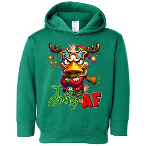 Reindeer Jolly Af Funny Sarcastic Grumpy Duck Christmas Toddler Hoodie