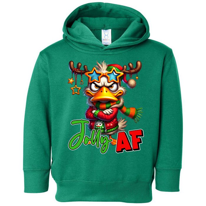 Reindeer Jolly Af Funny Sarcastic Grumpy Duck Christmas Toddler Hoodie