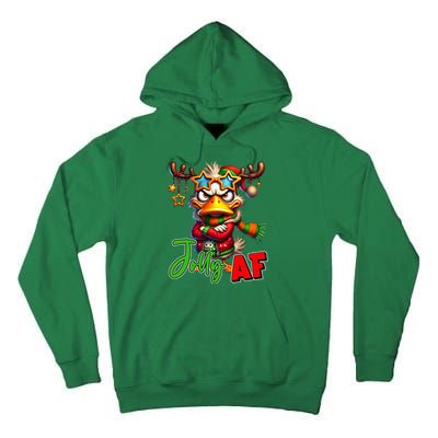 Reindeer Jolly Af Funny Sarcastic Grumpy Duck Christmas Tall Hoodie